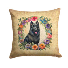 Load image into Gallery viewer, Belgian Sheepdog and Flowers Fabric Decorative Pillow