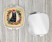 Load image into Gallery viewer, Belgian Sheepdog and Flowers Compact Mirror – Stylish Purse Mirror with Artistic Covers