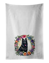 Load image into Gallery viewer, Belgian Sheepdog and Flowers Kitchen Towel Set of 2