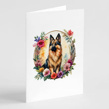 Load image into Gallery viewer, Belgian Tervuren and Flowers Greeting Cards -  Blank Note Cards – 8-Pack of Artist-Designed Cards with Envelopes