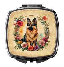Load image into Gallery viewer, Belgian Tervuren and Flowers Compact Mirror – Stylish Purse Mirror with Artistic Covers