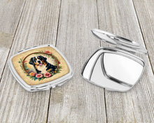 Load image into Gallery viewer, Bernese Mountain Dog and Flowers Compact Mirror – Stylish Purse Mirror with Artistic Covers