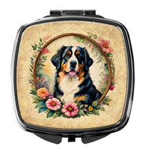 Load image into Gallery viewer, Bernese Mountain Dog and Flowers Compact Mirror – Stylish Purse Mirror with Artistic Covers