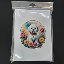 Load image into Gallery viewer, Bichon Frise and Flowers Greeting Cards -  Blank Note Cards – 8-Pack of Artist-Designed Cards with Envelopes