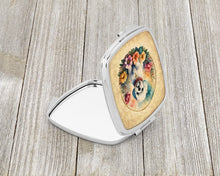 Load image into Gallery viewer, Bichon Frise and Flowers Compact Mirror – Stylish Purse Mirror with Artistic Covers
