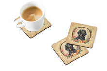 Load image into Gallery viewer, Black and Tan Coonhound and Flowers Coasters - Set of 4 Lightweight Foam, Absorbent Drink Coasters