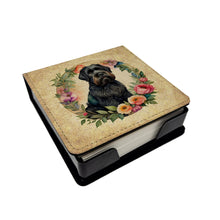 Load image into Gallery viewer, Black Russian Terrier and Flowers PU Leather Note Paper Holder