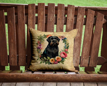 Load image into Gallery viewer, Black Russian Terrier and Flowers Throw Pillow - 14x14 Decorative Pillow – Art for Your Home &amp; Patio