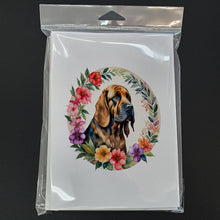 Load image into Gallery viewer, Bloodhound and Flowers Greeting Cards -  Blank Note Cards – 8-Pack of Artist-Designed Cards with Envelopes