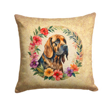 Load image into Gallery viewer, Bloodhound and Flowers Fabric Decorative Pillow