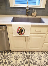 Load image into Gallery viewer, Bloodhound and Flowers Kitchen Towel Set of 2