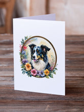 Load image into Gallery viewer, Border Collie and Flowers Greeting Cards -  Blank Note Cards – 8-Pack of Artist-Designed Cards with Envelopes