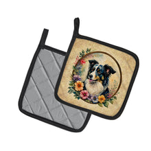 Load image into Gallery viewer, Border Collie and Flowers Pot Holders - Set of 2 Decorative Kitchen Helpers | Made in the USA