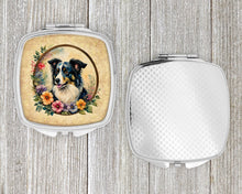 Load image into Gallery viewer, Border Collie and Flowers Compact Mirror – Stylish Purse Mirror with Artistic Covers