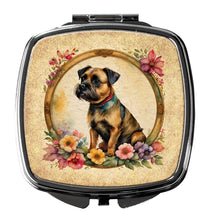 Load image into Gallery viewer, Border Terrier and Flowers Compact Mirror – Stylish Purse Mirror with Artistic Covers