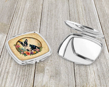 Load image into Gallery viewer, Boston Terrier and Flowers Compact Mirror – Stylish Purse Mirror with Artistic Covers