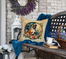 Load image into Gallery viewer, Boxer and Flowers Fabric Decorative Pillow