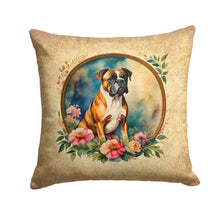 Load image into Gallery viewer, Boxer and Flowers Fabric Decorative Pillow