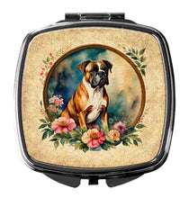 Load image into Gallery viewer, Boxer and Flowers Compact Mirror – Stylish Purse Mirror with Artistic Covers