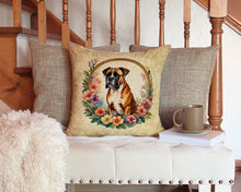 Load image into Gallery viewer, Boxer and Flowers Throw Pillow - 14x14 Decorative Pillow – Art for Your Home &amp; Patio
