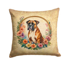 Load image into Gallery viewer, Boxer and Flowers Throw Pillow - 14x14 Decorative Pillow – Art for Your Home &amp; Patio