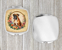 Load image into Gallery viewer, Boxer and Flowers Compact Mirror – Stylish Purse Mirror with Artistic Covers