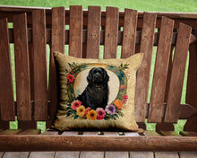 Load image into Gallery viewer, Briard and Flowers Throw Pillow - 14x14 Decorative Pillow – Art for Your Home &amp; Patio