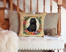 Load image into Gallery viewer, Briard and Flowers Throw Pillow - 14x14 Decorative Pillow – Art for Your Home &amp; Patio