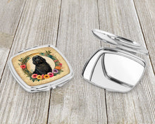 Load image into Gallery viewer, Briard and Flowers Compact Mirror – Stylish Purse Mirror with Artistic Covers
