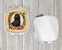 Load image into Gallery viewer, Briard and Flowers Compact Mirror – Stylish Purse Mirror with Artistic Covers