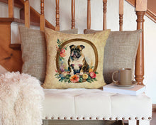 Load image into Gallery viewer, English Bulldog and Flowers Throw Pillow - 14x14 Decorative Pillow – Art for Your Home &amp; Patio