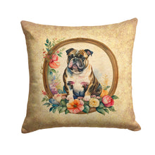 Load image into Gallery viewer, English Bulldog and Flowers Fabric Decorative Pillow