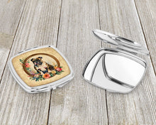 Load image into Gallery viewer, English Bulldog and Flowers Compact Mirror – Stylish Purse Mirror with Artistic Covers
