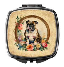 Load image into Gallery viewer, English Bulldog and Flowers Compact Mirror – Stylish Purse Mirror with Artistic Covers