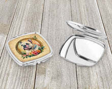 Load image into Gallery viewer, English Bulldog and Flowers Compact Mirror – Stylish Purse Mirror with Artistic Covers