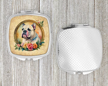 Load image into Gallery viewer, English Bulldog and Flowers Compact Mirror – Stylish Purse Mirror with Artistic Covers