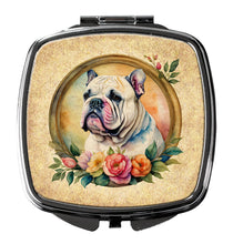 Load image into Gallery viewer, English Bulldog and Flowers Compact Mirror – Stylish Purse Mirror with Artistic Covers