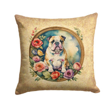 Load image into Gallery viewer, English Bulldog and Flowers Throw Pillow - 14x14 Decorative Pillow – Art for Your Home &amp; Patio