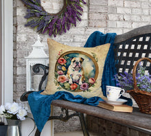 Load image into Gallery viewer, English Bulldog and Flowers Fabric Decorative Pillow