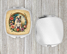 Load image into Gallery viewer, English Bulldog and Flowers Compact Mirror – Stylish Purse Mirror with Artistic Covers