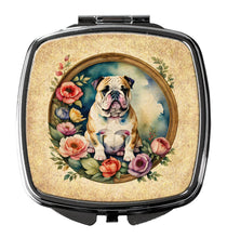 Load image into Gallery viewer, English Bulldog and Flowers Compact Mirror – Stylish Purse Mirror with Artistic Covers