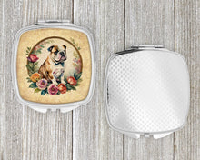 Load image into Gallery viewer, English Bulldog and Flowers Compact Mirror – Stylish Purse Mirror with Artistic Covers
