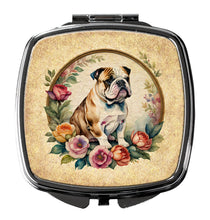 Load image into Gallery viewer, English Bulldog and Flowers Compact Mirror – Stylish Purse Mirror with Artistic Covers