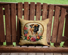 Load image into Gallery viewer, Bullmastiff and Flowers Throw Pillow - 14x14 Decorative Pillow – Art for Your Home &amp; Patio