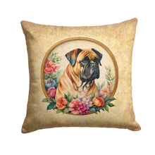 Load image into Gallery viewer, Bullmastiff and Flowers Fabric Decorative Pillow