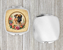 Load image into Gallery viewer, Bullmastiff and Flowers Compact Mirror – Stylish Purse Mirror with Artistic Covers