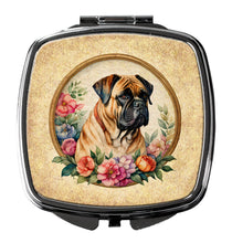 Load image into Gallery viewer, Bullmastiff and Flowers Compact Mirror – Stylish Purse Mirror with Artistic Covers