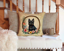 Load image into Gallery viewer, Cairn Terrier and Flowers Throw Pillow - 14x14 Decorative Pillow – Art for Your Home &amp; Patio