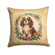 Load image into Gallery viewer, Cavalier Spaniel and Flowers Fabric Decorative Pillow