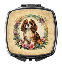 Load image into Gallery viewer, Cavalier Spaniel and Flowers Compact Mirror – Stylish Purse Mirror with Artistic Covers